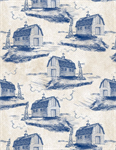 Wilmington Prints - Morning Serenade - Barn Toile, Cream/Blue