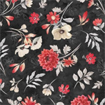 Wilmington Prints - Scarlet Dreams - Large Floral Toss, Black