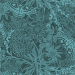 Quilting Treasures - Dahlias At Dusk - Tonal Floral & Butterflies, Dark Teal