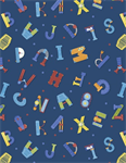 Wilmington Prints - Alpha-Bots - Alphabet Toss, Navy