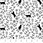 Northcott - Hide and Seek - Cat and Vine Toss, White
