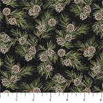 Northcott - Bear Necessities - Tossed Pine Cones, Black