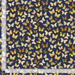 Timeless Treasures - Sunflower Farm - Tossed Butterflies, Navy