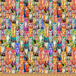 Hoffman California - Crafty Cats - Packed Portraits, Rainbow Sweets