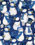 Wilmington Prints - Let it Snow-Man! - Packed Snowmen, Dark Blue