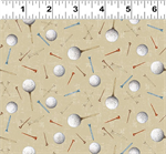 Clothworks - Tee Time! - Golf Balls & Trees, Dark Butter