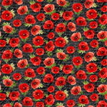 Timeless Treasures - Poppy Passion - Poppies On Script, Black