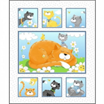 Susybee - Kitty the Cat  - 36^ Quilt Panel, White