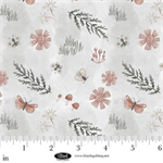 Blank Quilting - Petals & Pewter - Tossed Motifs, Mist