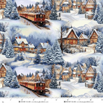 Henry Glass - Steam Dreams - Winter Town Scenery, Blue