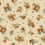 P & B Textiles - Fablewood - Tossed Creatures, Neutral