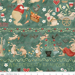 Riley Blake - Hop Hop Hooray - Bunny Border Stripe, Teal