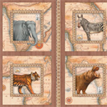 Quilting Treasures - Out of Africa - 24^ Picture Patches Panel, Cocoa