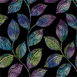 Benartex Traditions - Go With The Flow - Mosaic Leaves, Black
