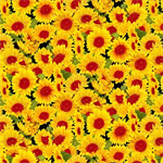 Print Concepts - Sunshine & Bumblebees - Packed Sunflowers, Yellow
