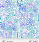 P & B Textiles - 108^ Sketchbook - Floral Butterflies, Blue Teal