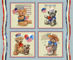 Henry Glass - Teddy's America - 36^ Block Panel, Light Blue