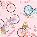 Benartex - Kanvas - Enjoy The Ride - Springtime Bicycles, Pink