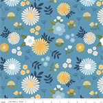 Riley Blake - Sunshine & Dandelions - Floral Main Print, Blue