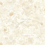 Timeless Treasures - Poppy Passion - Poppy Toile On Text, Beige