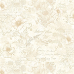 Timeless Treasures - Poppy Passion - Poppy Toile On Text, Beige