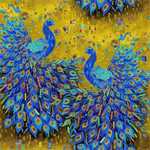 Timeless Treasures - Gilded Plume - Royal Peacocks, Gold