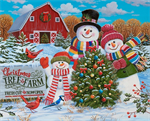 David Textiles - Exclusive Panels - 36^ Snow Family Greetings Panel, Multi