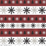 Riley Blake Flannel - Hello Winter Flannel - Winter Stripes, Red