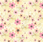 Wilmington Prints - Peony Blossoms - Flowers & Gold, Yellow