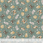 Windham Fabrics - Petal and Purr - Feline Friends, Sage