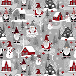 Timeless Treasures - Gnome For The Holidays - Winter Gnomes in Town, Grey