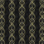 Hoffman California - Blooming Holidays - Ornate Wavy Stripes, Black/Gold