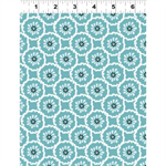 Clothworks - Lilliana - Circle Flower, Teal