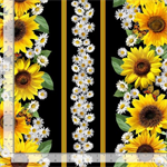 Timeless Treasures - Advice From A Sunflower -Sunflower & Butterfly Stripe,Black
