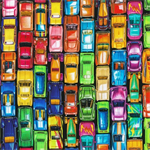 Robert Kaufman - Toy Chest - Packed Cars, Rainbow