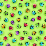 Blank Quilting - Bugs Galore - Ladybugs, Multi on Green