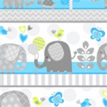 Studio E - Hello Baby Flannel - Large Elephant Stripe, Blue