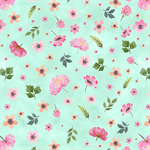 Wilmington Prints - Peony Blossoms - Tossed Flowers, Teal