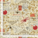 Timeless Treasures - Scarlet Beauty - Text and Floral, Cream