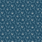 Henry Glass - Quilted Kitties - Small Foliage, Midnight Blue