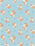 Wilmington Prints - Winsome Critters - Fox Toss, Blue