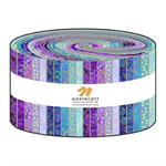 Northcott - Shimmer Basics - 2½^ x 44^ Strip Roll, Pansy/Deep Sea