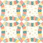 Riley Blake - New Beginnings - Double Wedding Ring Cheater Print, Cream
