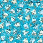 Quilting Treasures - Nauticus - Ships Toss, Blue