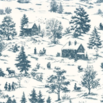 Blank Quilting - Holly Jolly Calico - Winter Scene, Ecru/Navy