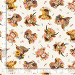 Timeless Treasures - You Are My Sunshine - Tossed Highland Cow, Cream