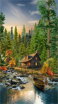 Timeless Treasures - Woodland Retreat - 24^ Cabin Scenic Panel - Multi