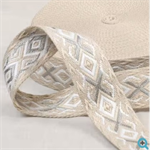 Webbing - 1.5^ Ethnic Webbing - 38mm - Beige/Silver