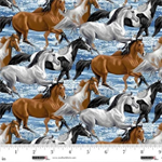 Studio E - American Spirit - Running Horses, Blue