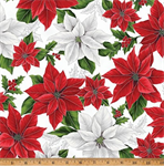 Hoffman California - Blooming Holidays - Poinsettia, Ice/Silver